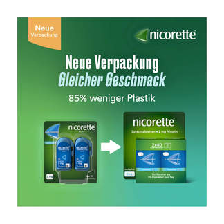 Grafik Nicorette Lutschtabletten 4 mg Nikotin Änderung des Packungsdesigns