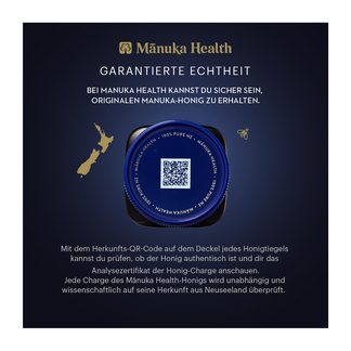 Grafik Manuka Health MGO 100+ Manuka Honig garantierte Echtheit