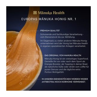 Grafik Manuka Health MGO 100+ Manuka Honig Eigenschaften