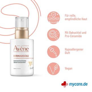 Infografik Avene DermAbsolu Konturstraffendes Serum-Konzentrat Eigenschaften