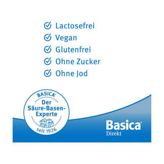 Grafik Basica Direkt Basische Mikroperlen Lactose- und glutenfrei. Vegan. Ohne Zucker und Jod.