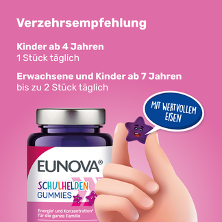 Grafik Eunova Schulhelden Gummies Verzehrsempfehlung