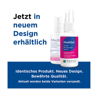 Grafik MediGel Wundreinigungsspray Änderung des Packungsdesigns