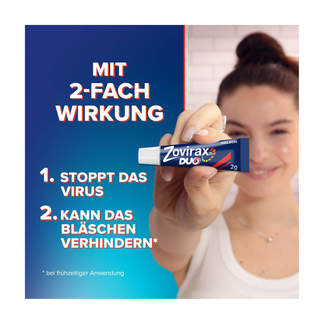 Grafik Zovirax Duo Lippenherpescreme Mit 2-Fach Wirkung