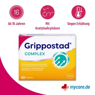 Infografik Grippostad Compl. ASS/Pseudoephedrinhydrochlorid 500mg/30mg Eigenschaften