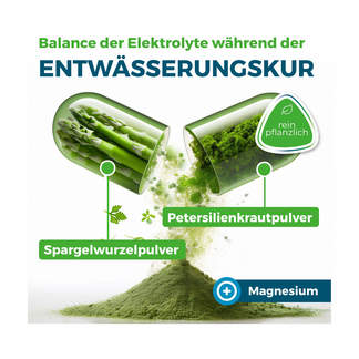 Grafik Nyrax Aqua Balance Phytokomplex während Entwässerungs-Kuren Mit Spargelwurzle- und Petersilienkrautpulver sowie Magnesium