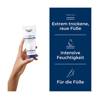 Grafik Eucerin UreaRepair Plus Fußcreme 10 % Für extrem trockene, raue Füße. Intensive Feuchtigkeit.