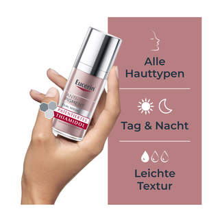 Grafik Eucerin Anti-Pigment Dual Serum Für alle Hauttypen geeignet. Tag & Nacht. Leichte Textur.