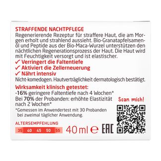 Weleda Straffende Nachtpflege Granatapfel & Maca-Peptide Rückseite