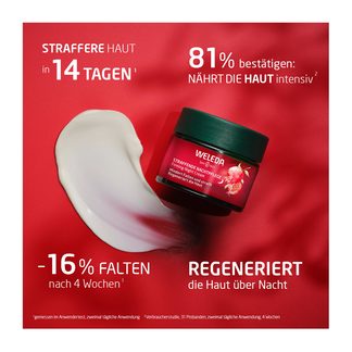 Grafik Weleda Straffende Nachtpflege Granatapfel & Maca-Peptide regeneriert die Haut über Nacht