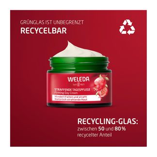 Grafik Weleda Straffende Tagespflege Granatapfel & Maca-Peptide Grünglas ist unbegrenzt recycelbar