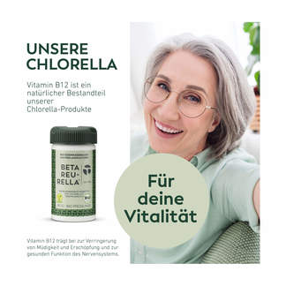 Grafik Beta-Reu-Rella Süßwasseralgen Tabletten Mit Vitamin B12 für deine Vitalität