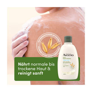 Grafik Aveeno Daily Moisturising Seifenfreies Duschgel Nährt normale bis trockene Haut und reinigt sanft