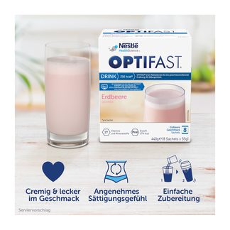 Grafik Optifast home Drink Erdbeere Pulver Vorteile