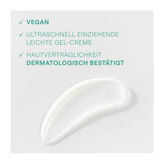 Grafik Weleda 48H Hydration Creme-Gel Konsistenz mit Vorteilen