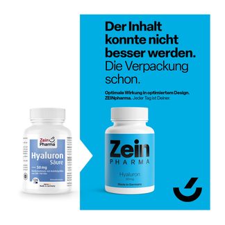 Grafik Hyaluronsäure 50 mg Kapseln Gegenüberstellung altes und neues Design