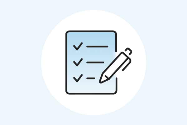 Icon: Checkliste mit Stift Icon: Checkliste mit Stift