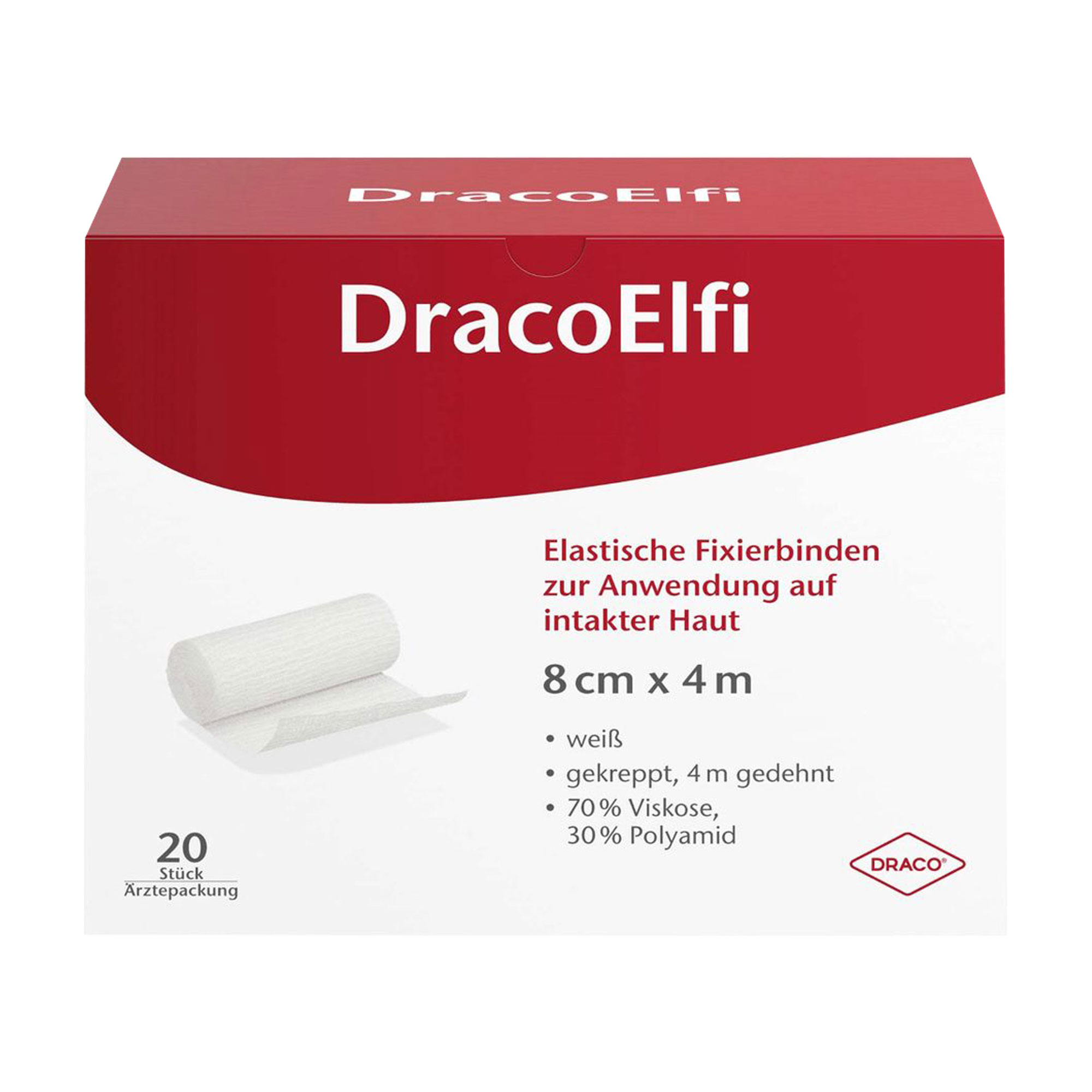 Dracoelfi Fixierbinde 8 Cm X 4 M Gekreppt, Ärztepackung - None