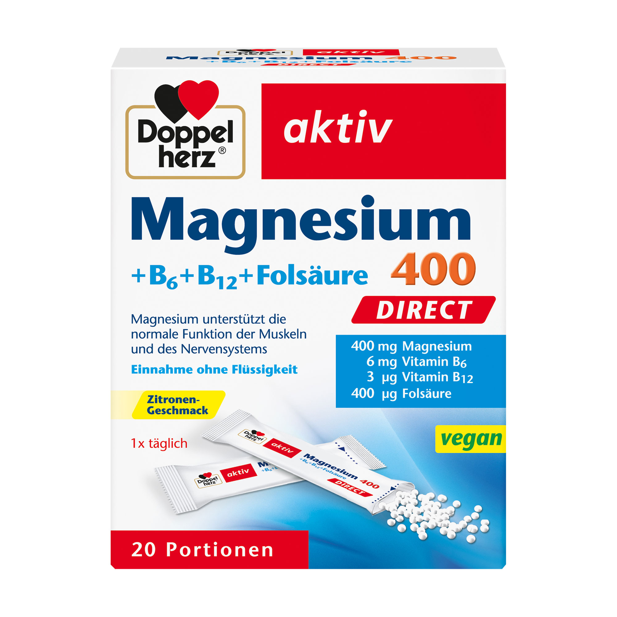 Doppelherz Aktiv Magnesium+B6+B12+Folsäure 400 Direct - None