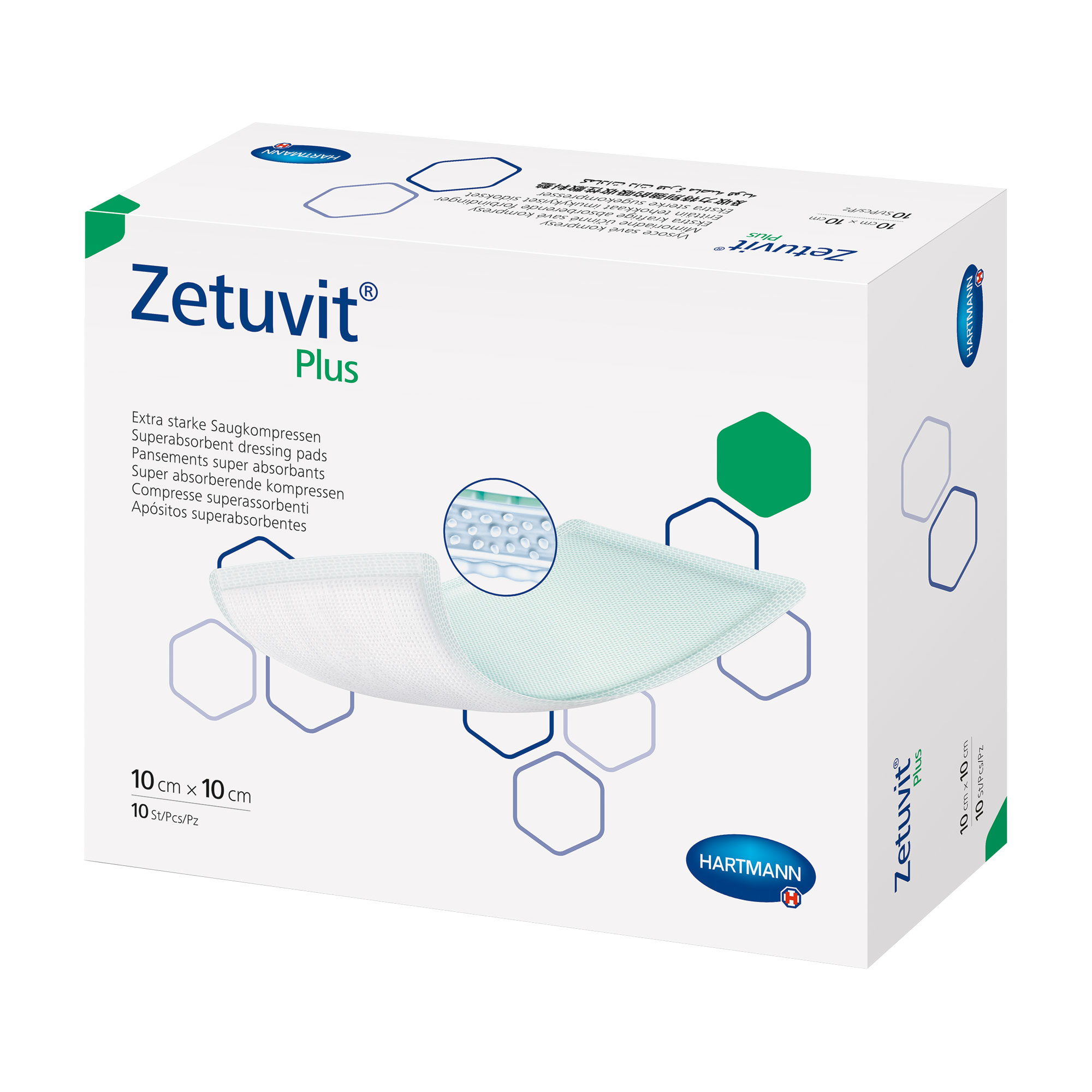 Zetuvit Plus extrastarke Saugkomp.steril 10x10 cm