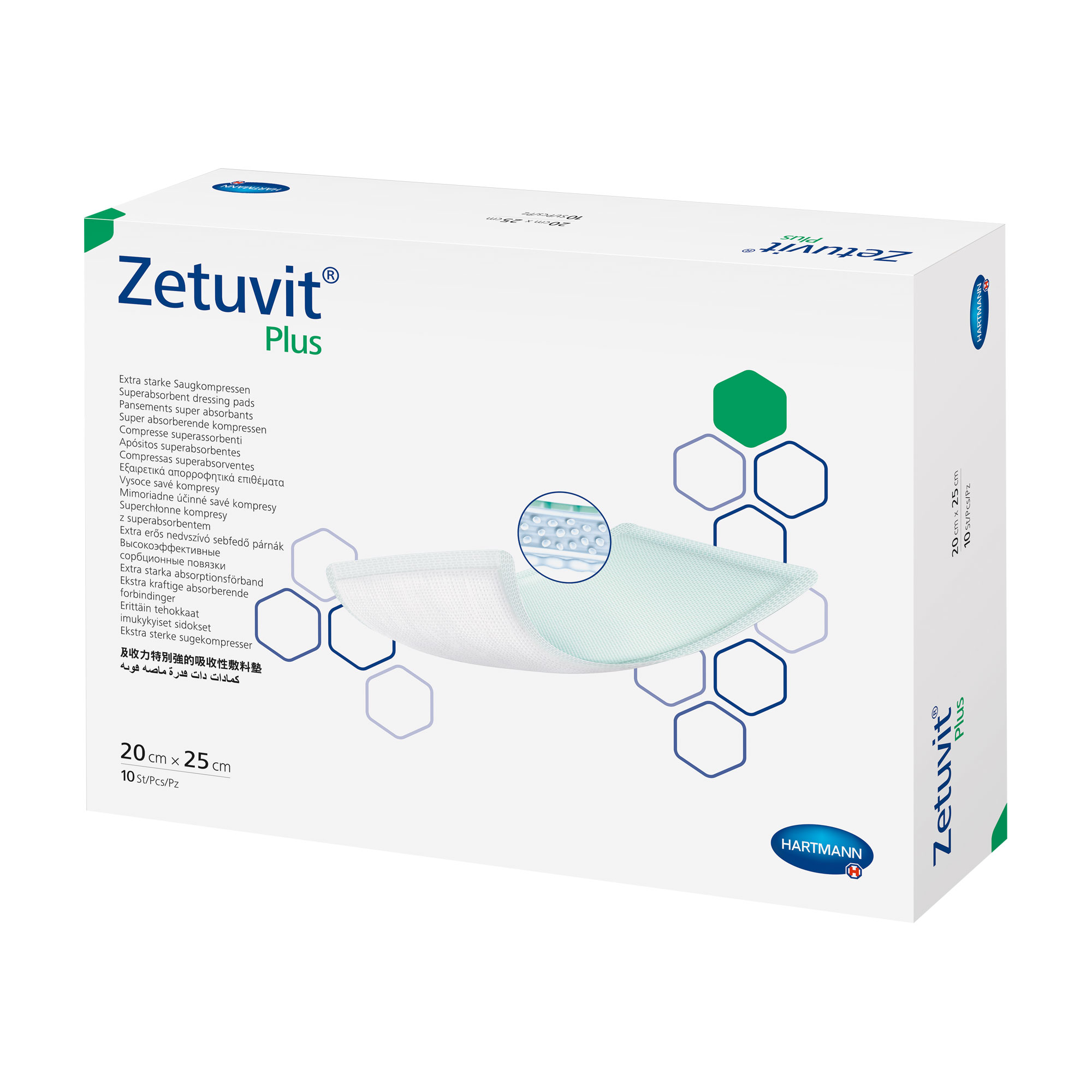 Zetuvit Plus extrastarke Saugkomp.steril 20x25 cm