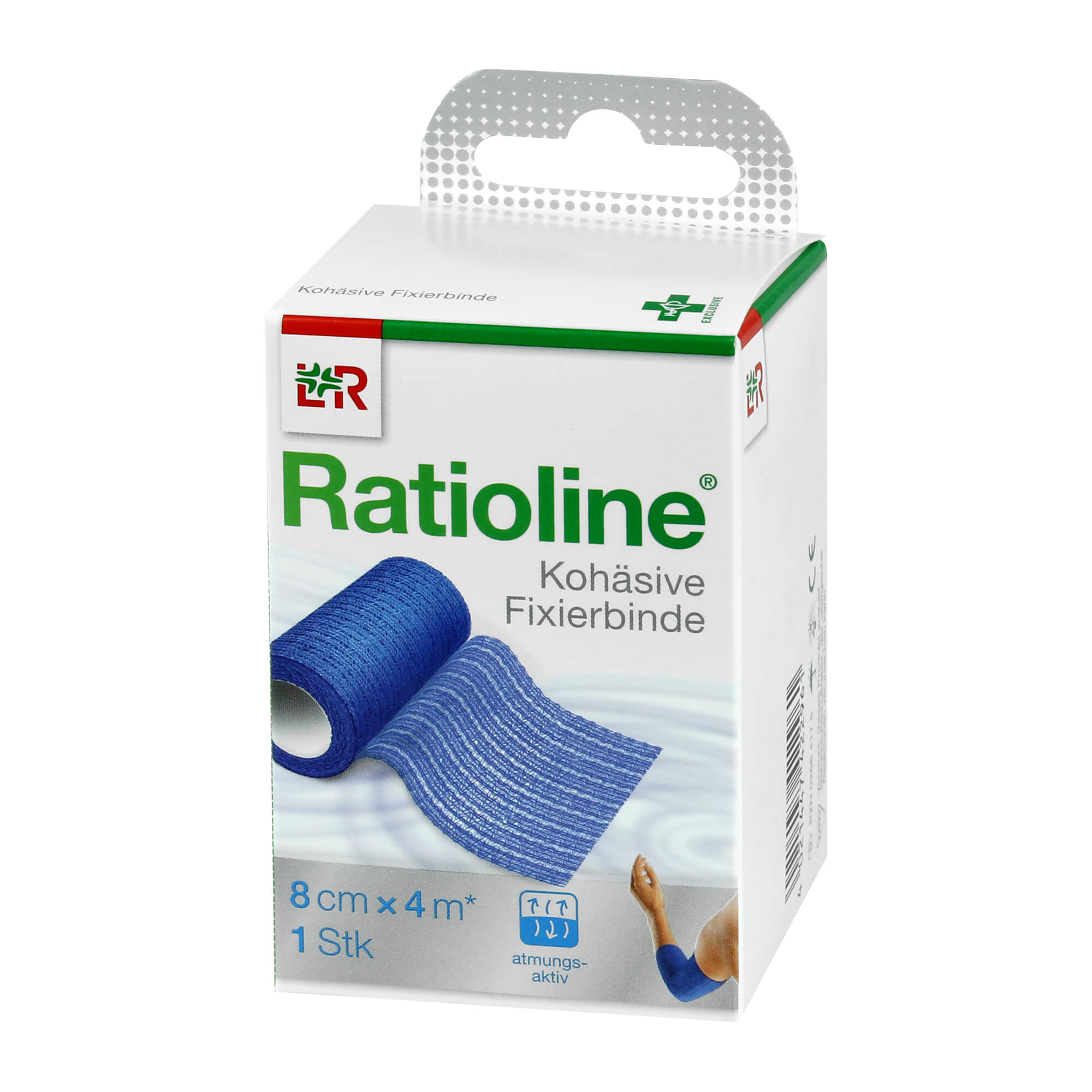 Ratioline acute Fixierbinde kohäsiv 8 cm x 4 m blau