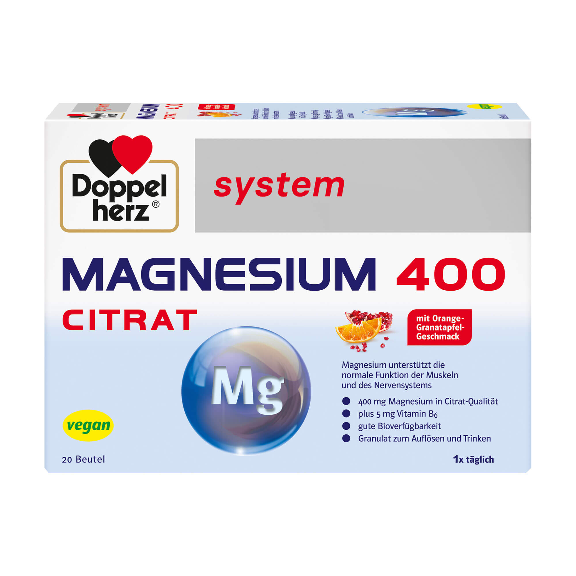 Doppelherz system Magnesium 400 Citrat Granulat