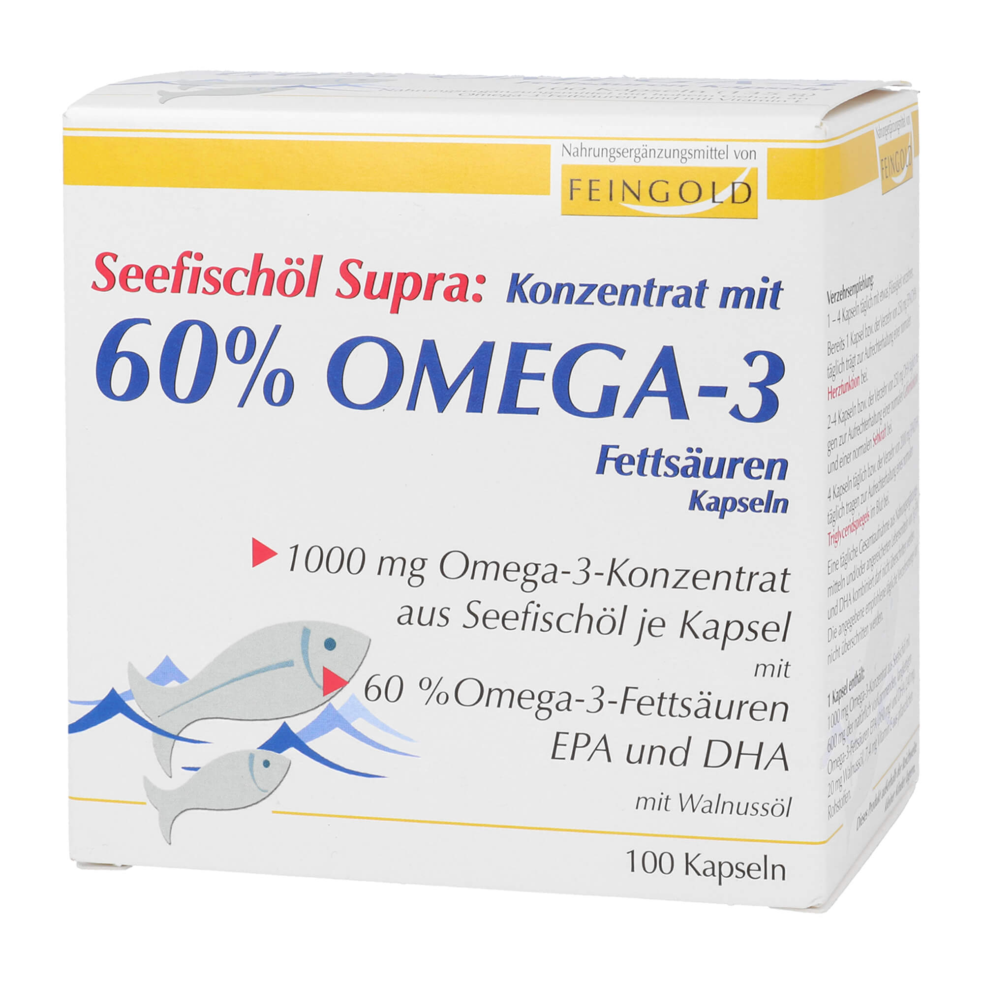 Seefischöl Supra Konzentrat M.60% Omega-3-Fett. Weichkapseln - None