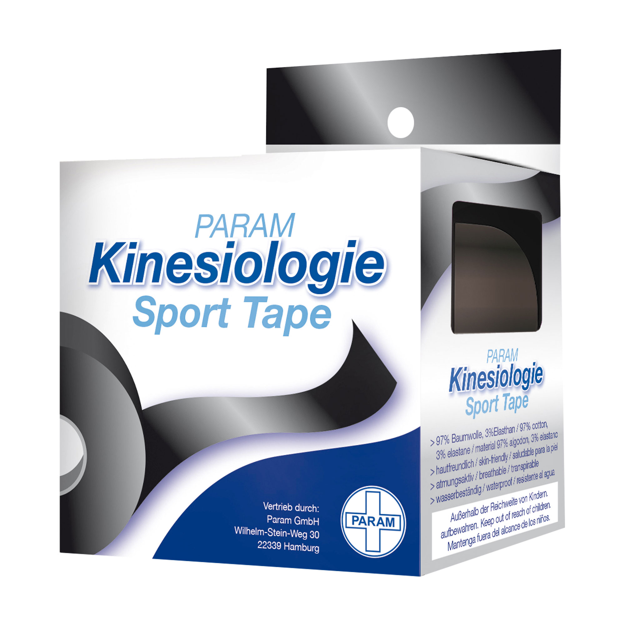 Param Kinesiologie Sport Tape 5 M X 5 Cm Schwarz - None