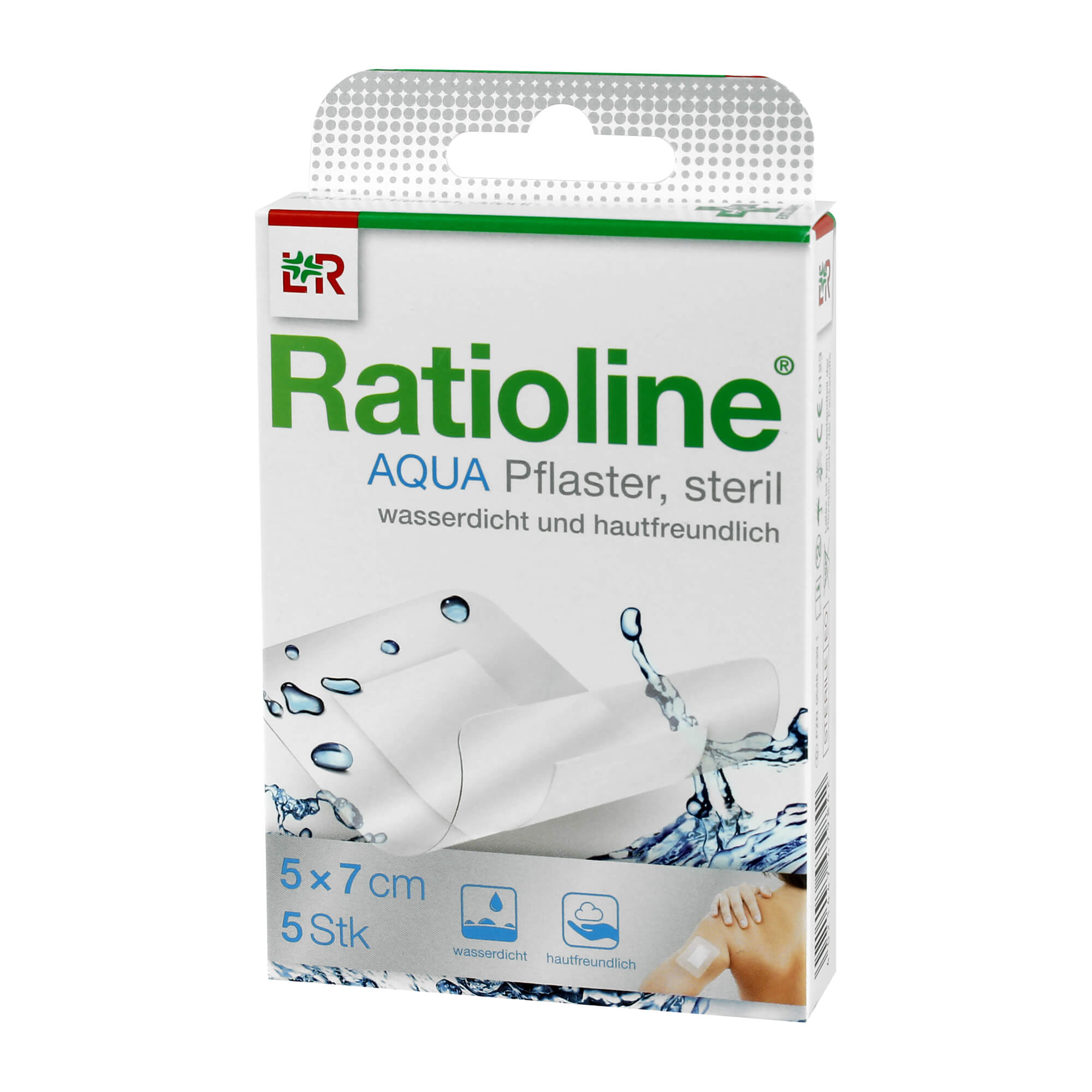 Ratioline aqua Duschpflaster Plus 5x7 cm steril