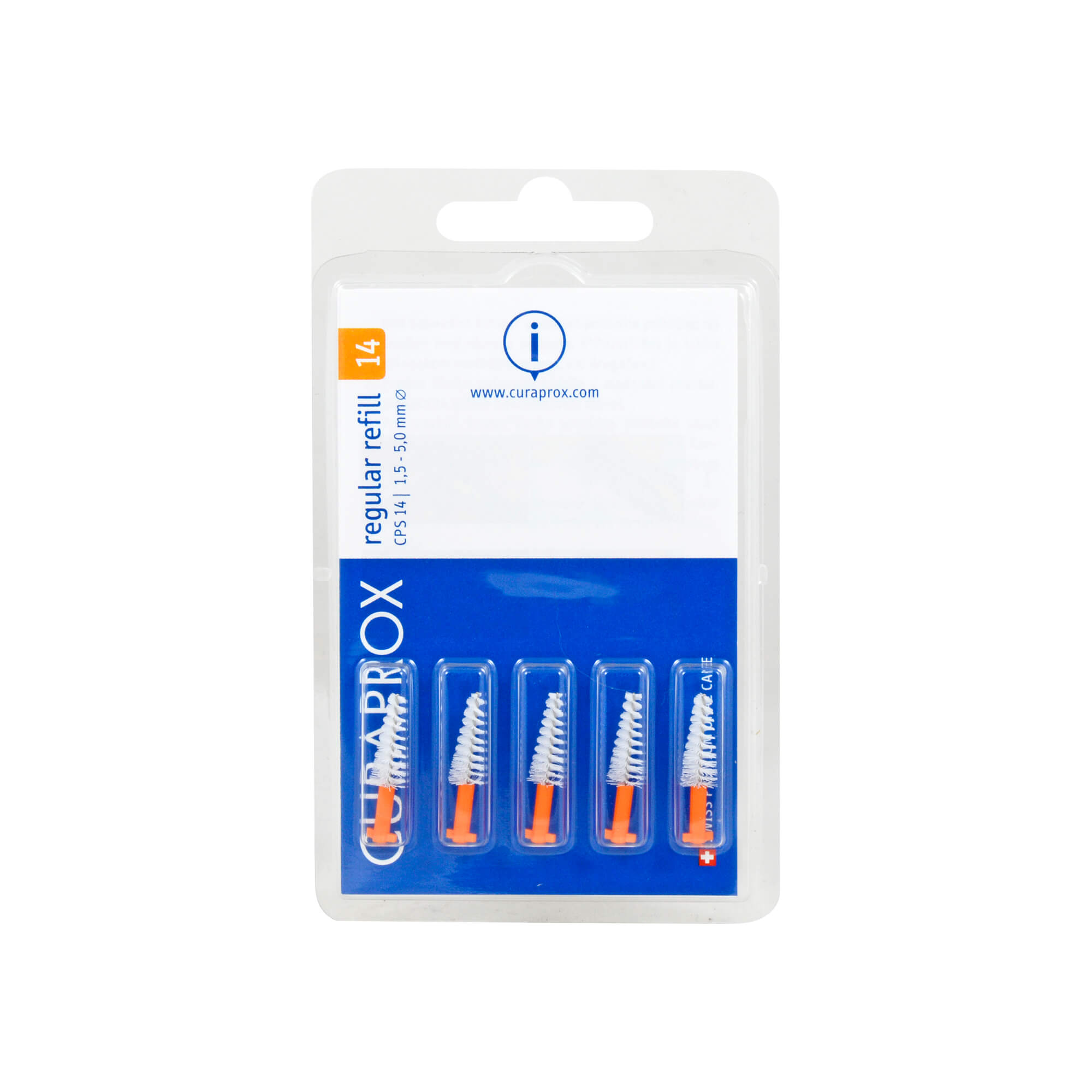 Curaprox Regular Refill CPS 14 konische Ersatz-Interdentalbürsten in der Blisterverpackung CPS 14 1,5 - 5,0 mm 5 St.