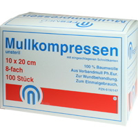 Mullkompressen Es 10X20 Cm Unsteril 8-Fach - None