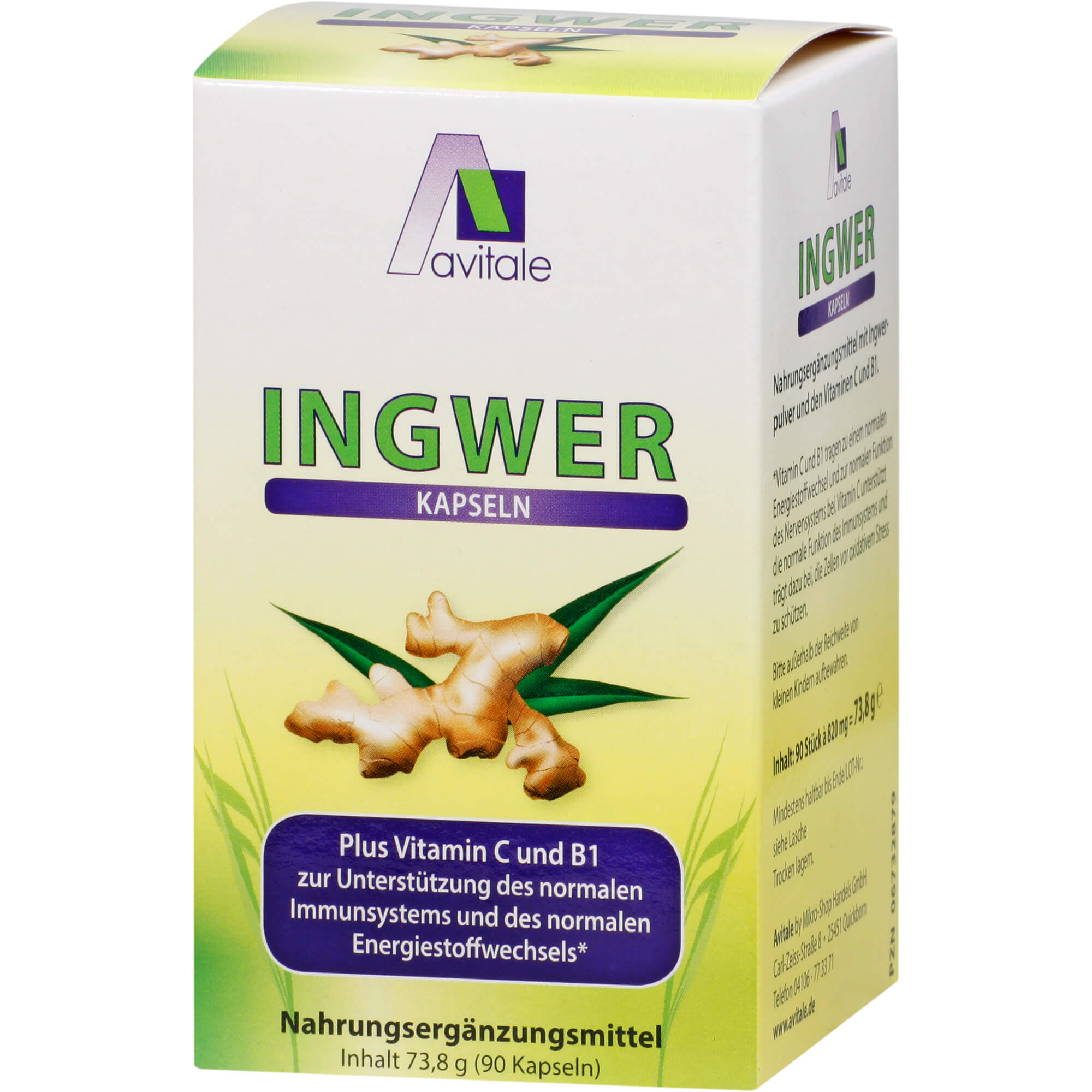 Ingwer 500Mg Kapseln + Vitamin B1 + C - None