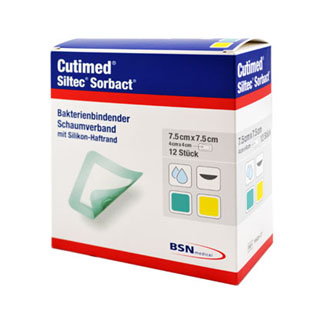 Cutimed Siltec Sorbact PU-Verband 7,5x7,5 cm