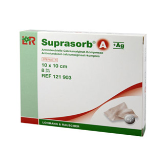 Suprasorb A + Ag Antimik.Cal.Alginat Kompresse 10x10cm