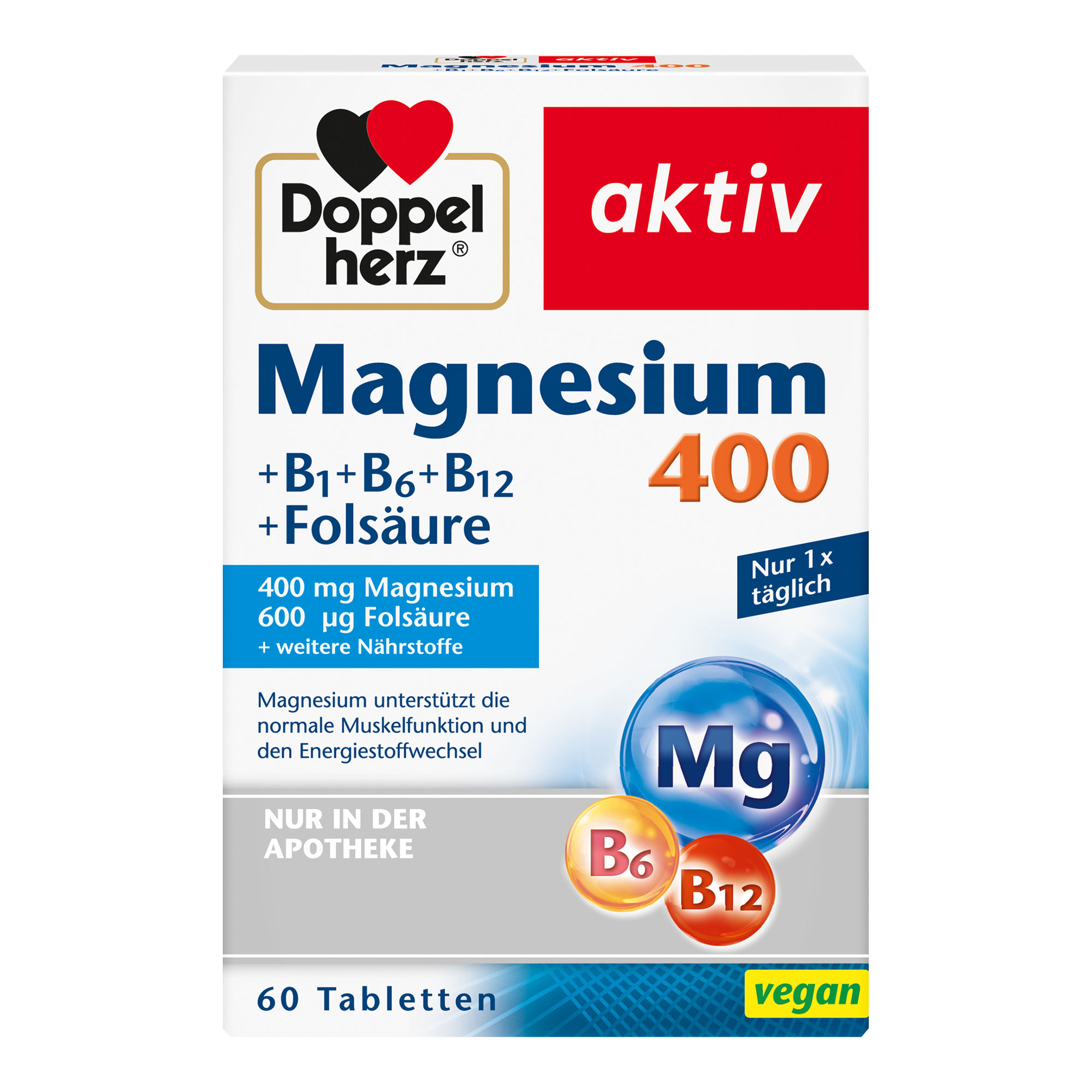 Doppelherz Aktiv Magnesium 400+B1+B6+B12 Folsäure - None