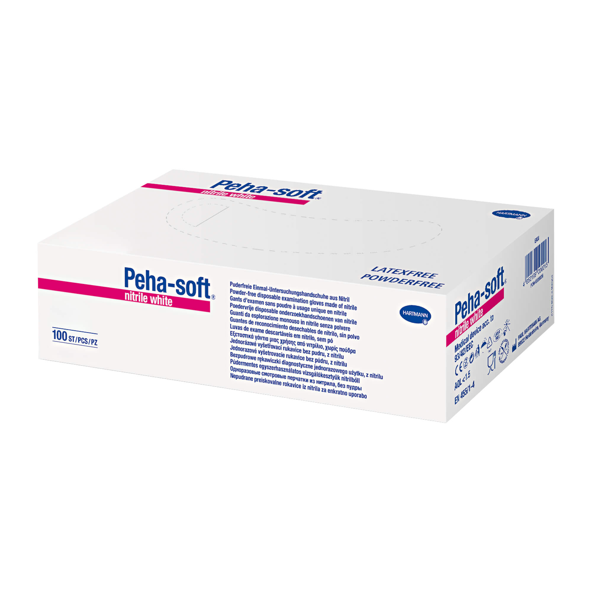 Peha Soft nitrile white Untersuchungshandschuhe puderfrei unsteril S