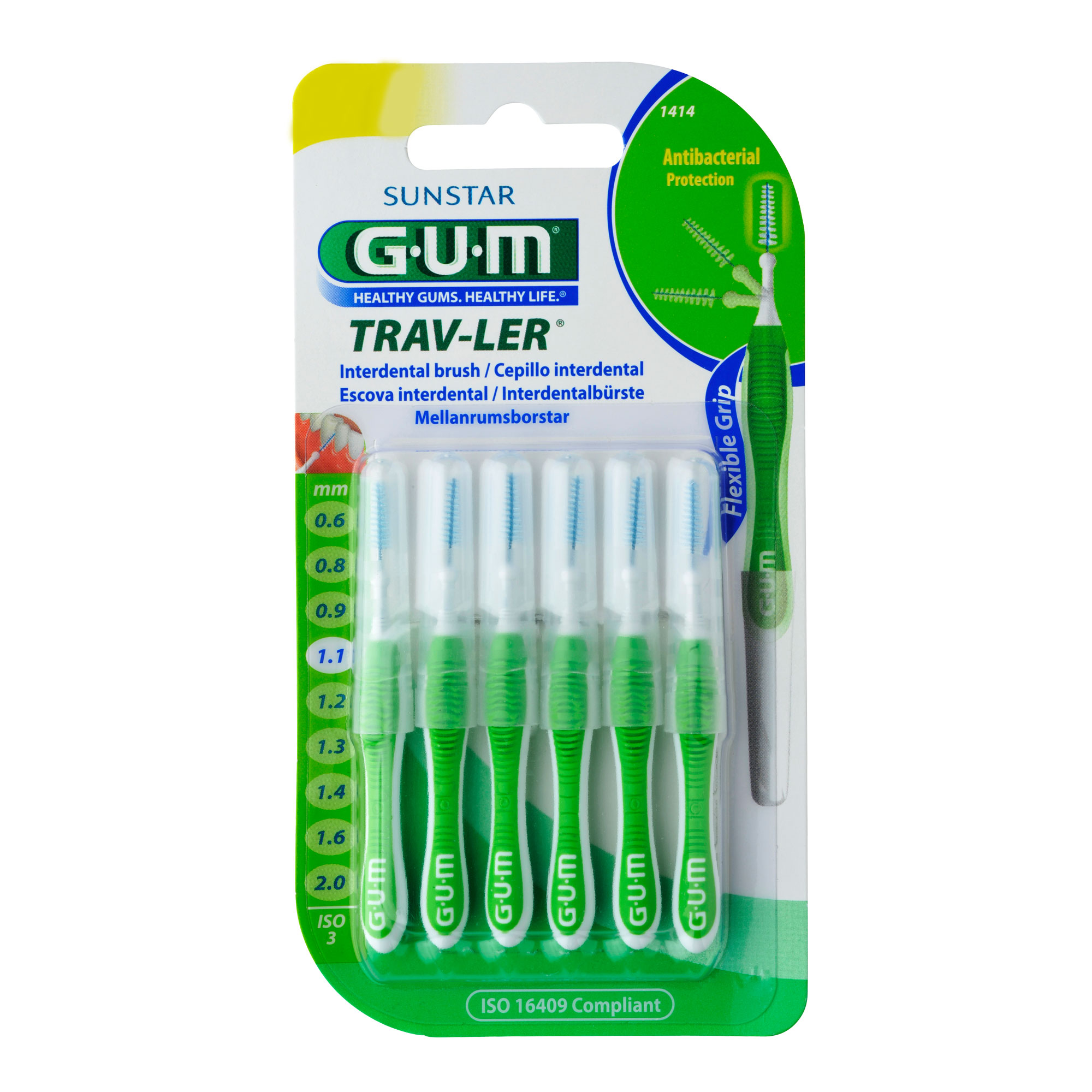 GUM Trav-Ler 1,1mm Tanne grün Interdental + 6Kappen