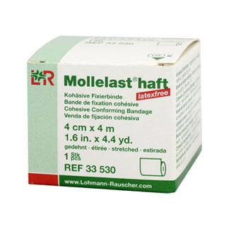 Mollelast haft latexfrei 4cmx4m gedehnt weiß