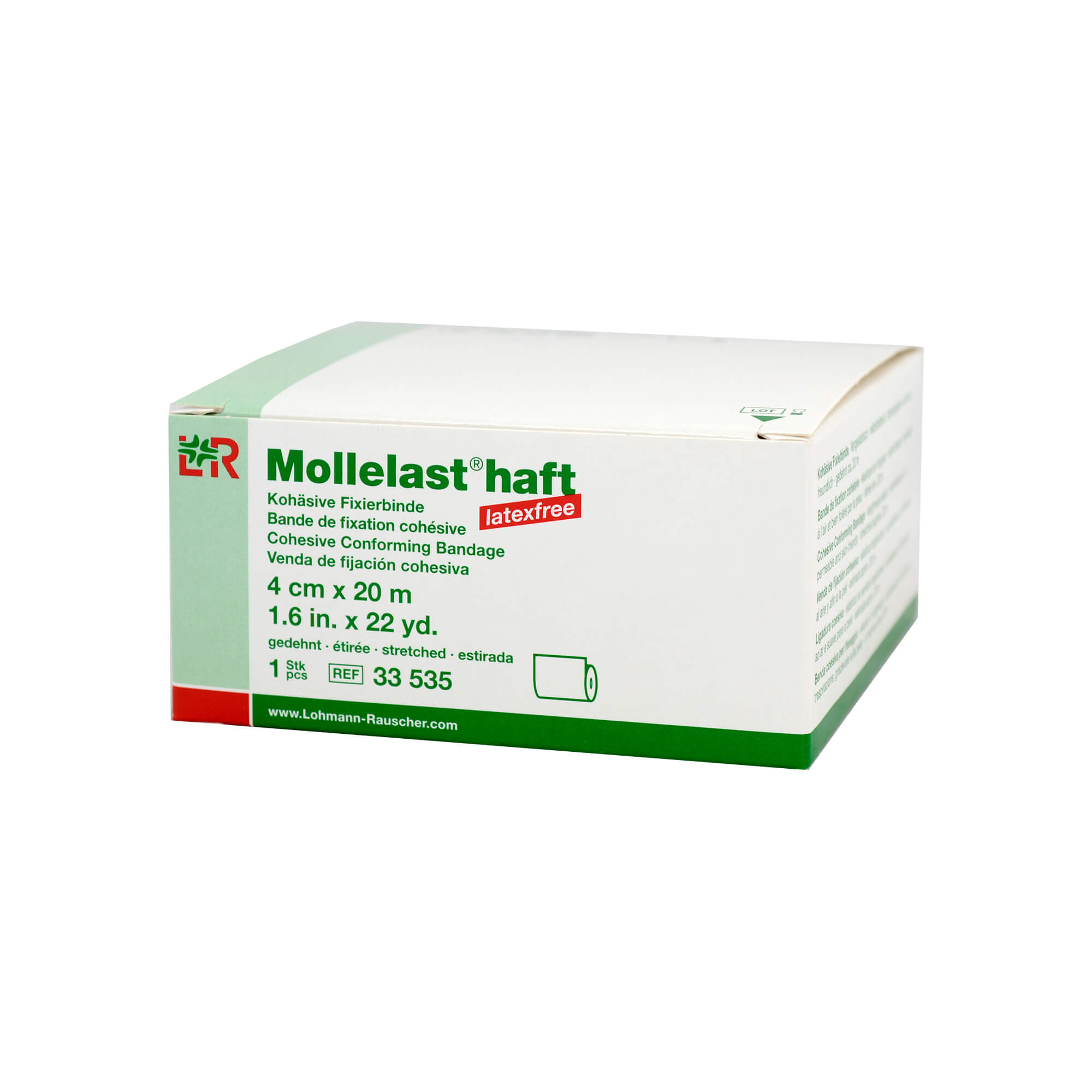 Mollelast haft latexfrei 4cmx20m gedehnt weiß