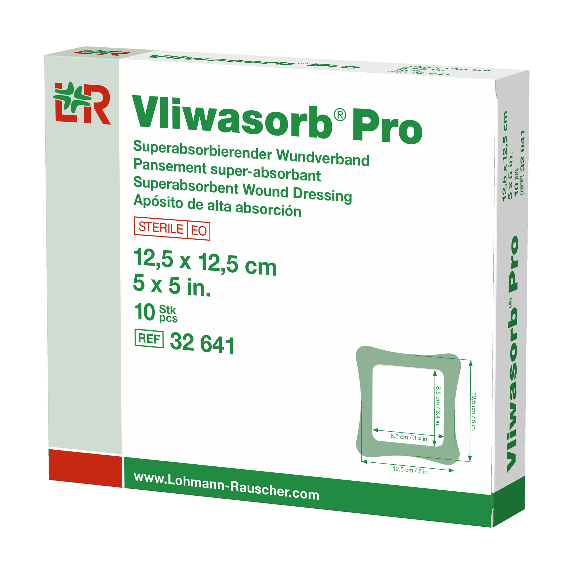 Vliwasorb Pro suberabsorb.Komp.steril 12,5x12,5 cm