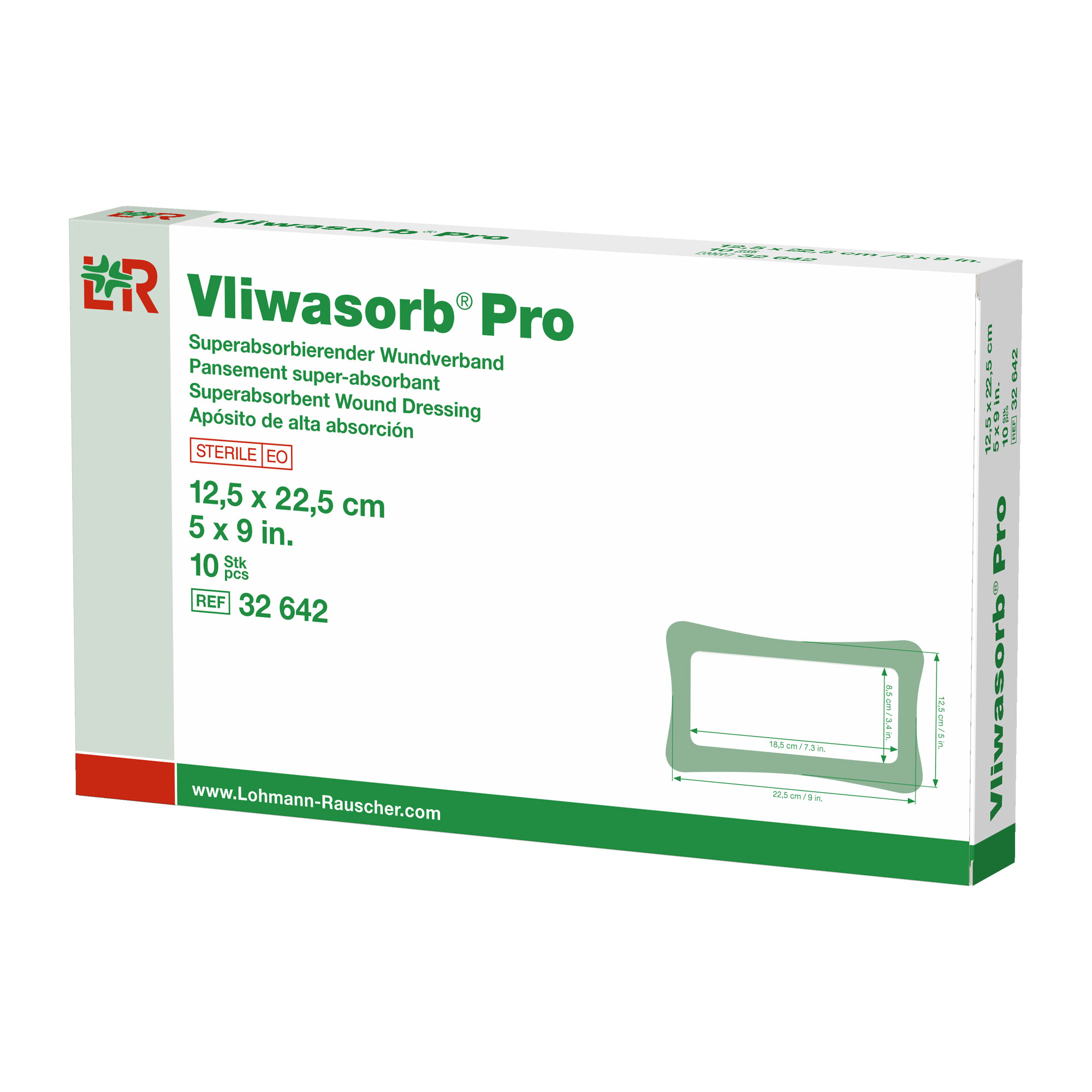 Vliwasorb Pro suberabsorb.Komp.steril 12,5x22,5 cm