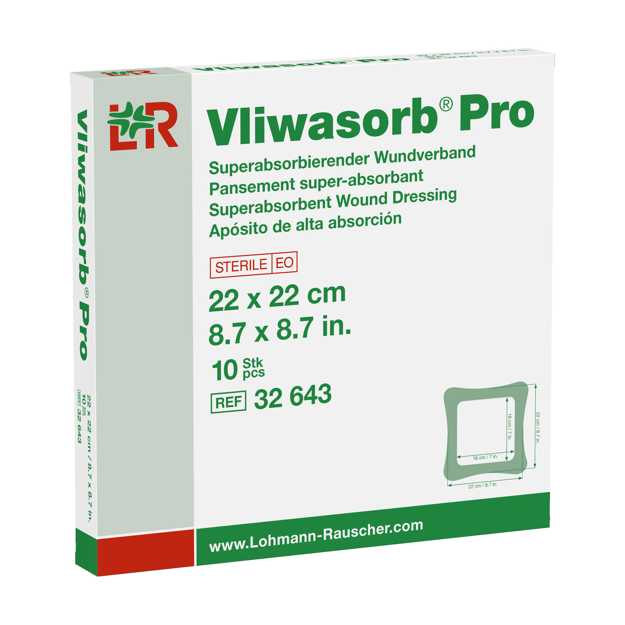 Vliwasorb Pro Superabsorbierende Kompresse Steril 22X22 Cm - None