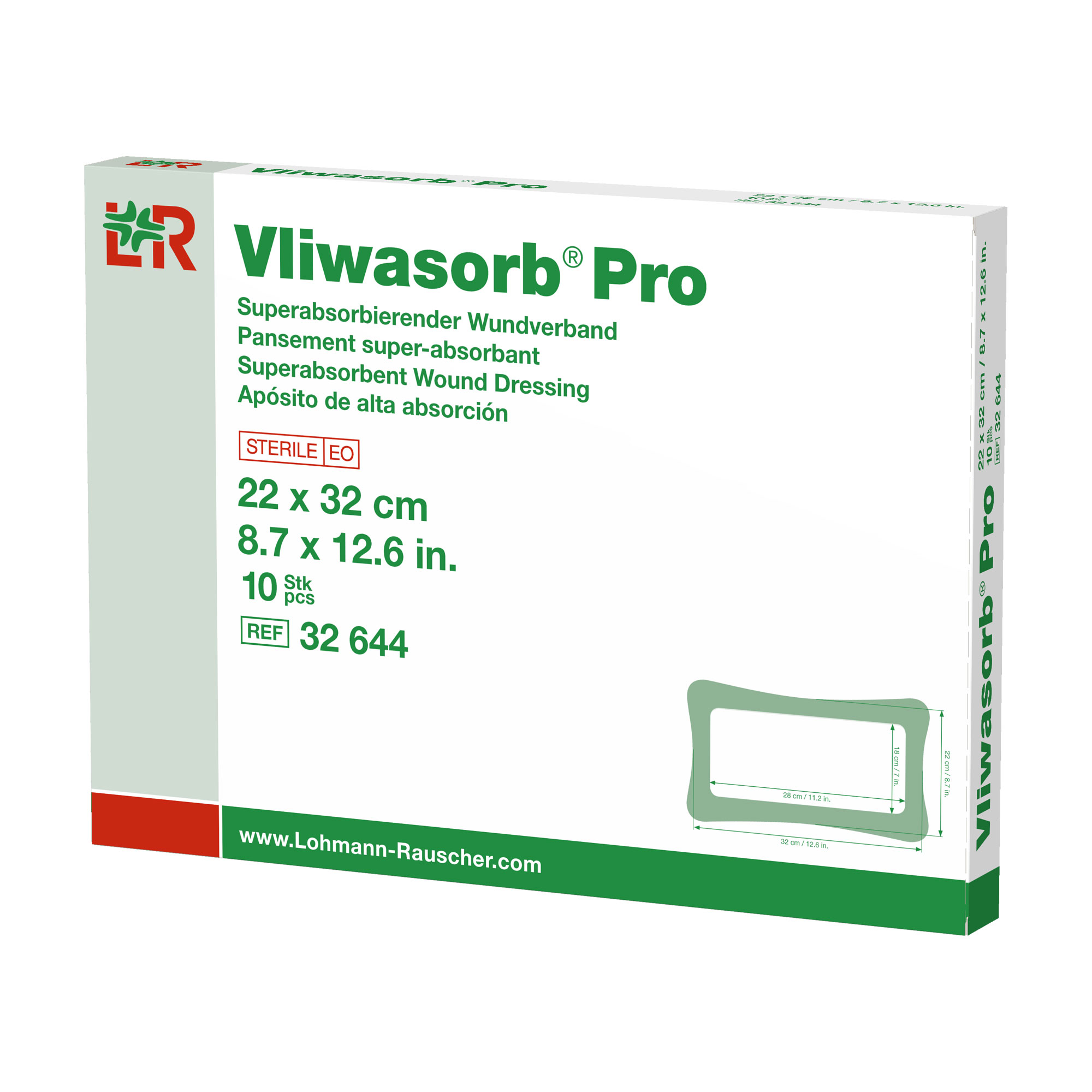 Vliwasorb Pro superabsorb.Komp.steril 22x32 cm 10 St Konzentrat