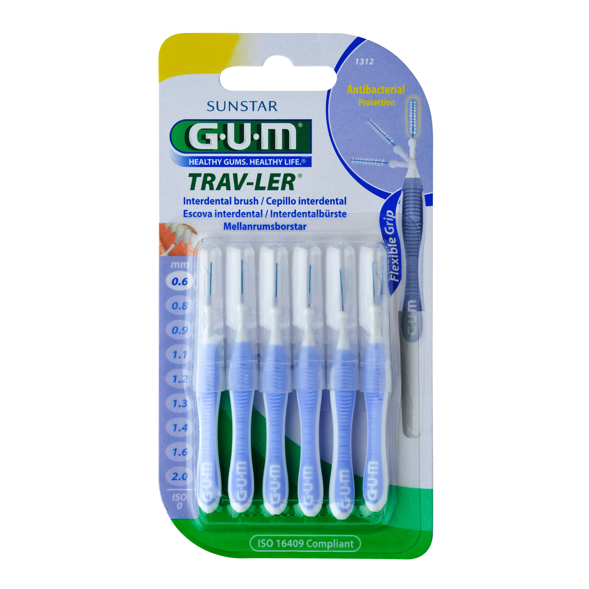 GUM Trav-Ler 0,6IN Kerze hellblau Interdentalbür.