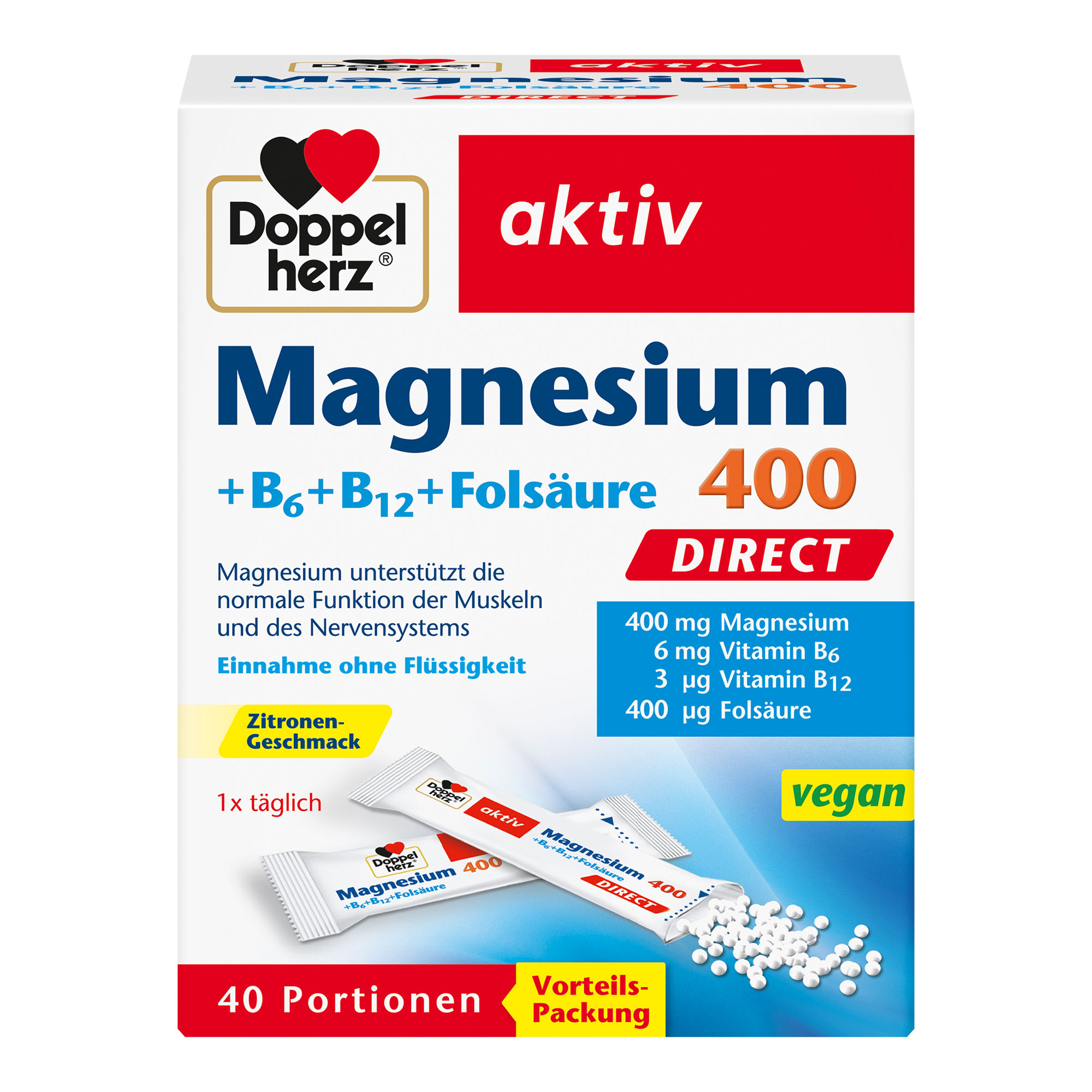 Doppelherz Aktiv Magnesium+B6+B12+Folsäure 400 Direct - None