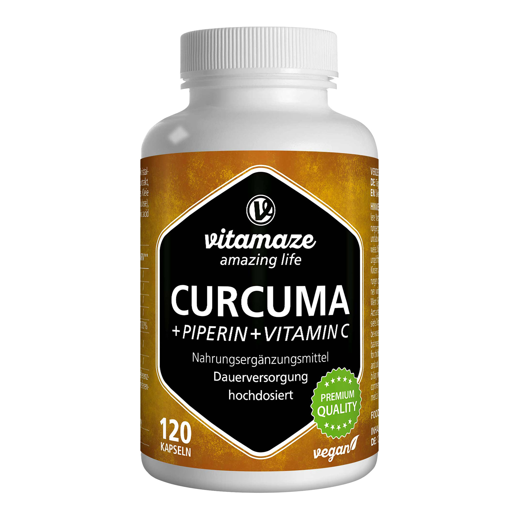 Curcuma + Piperin + Vitamin C vegan Kapseln