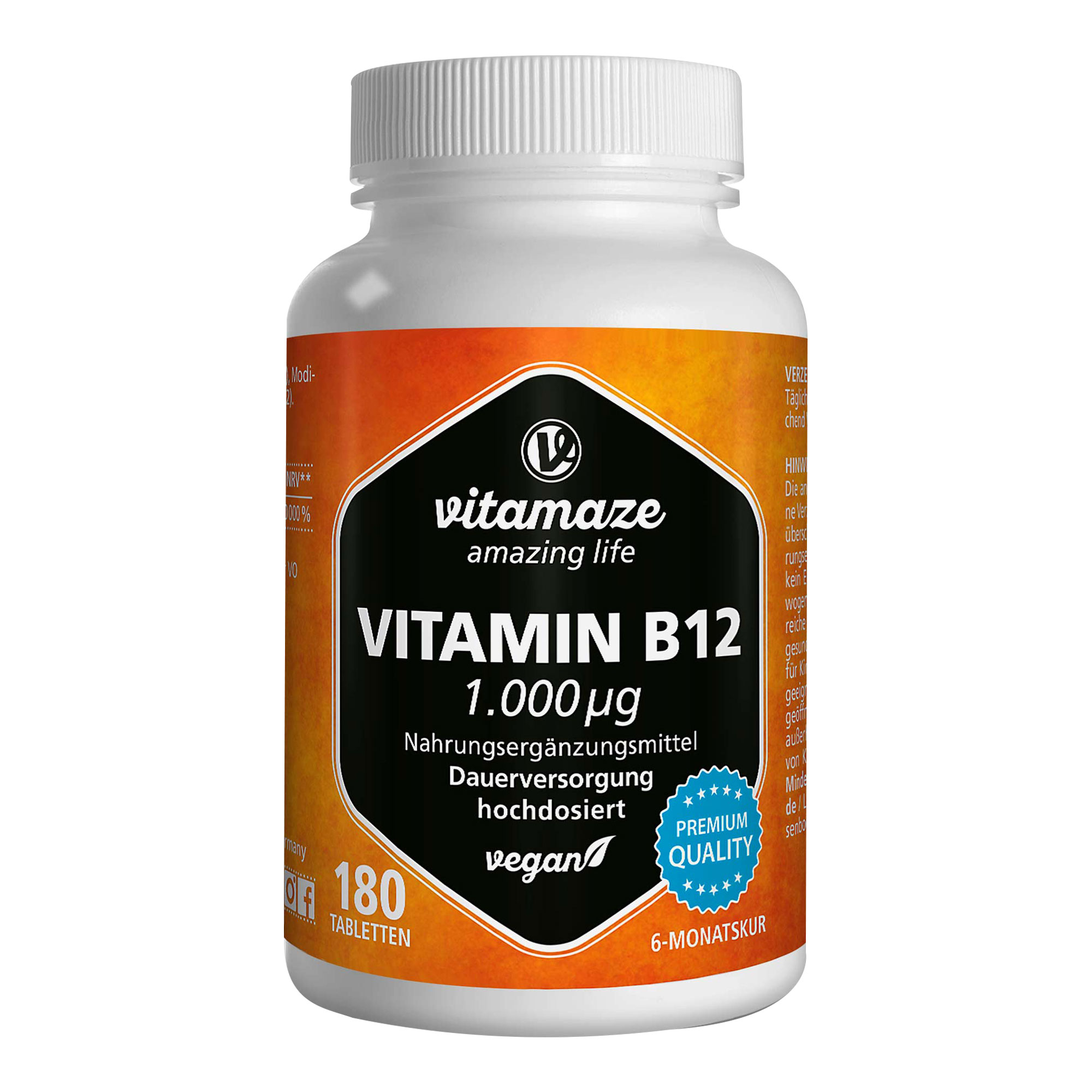 Vitamin B12 1.000 µg hochdosiert vegan Tabletten