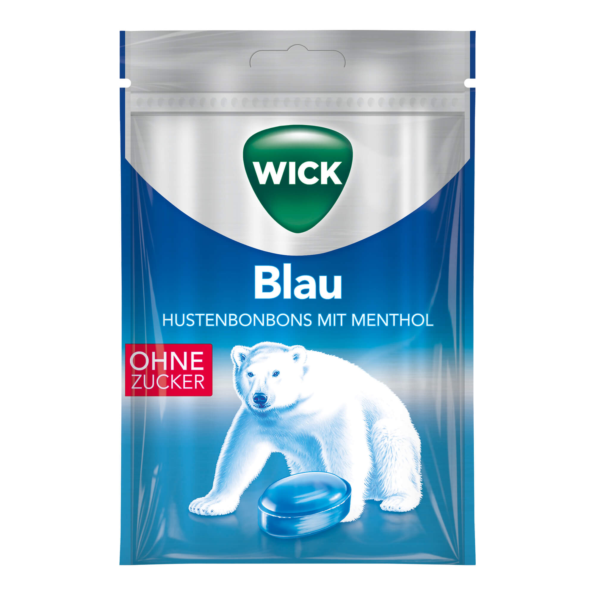 WICK BLAU Menthol Bonbons ohne Zucker Beutel