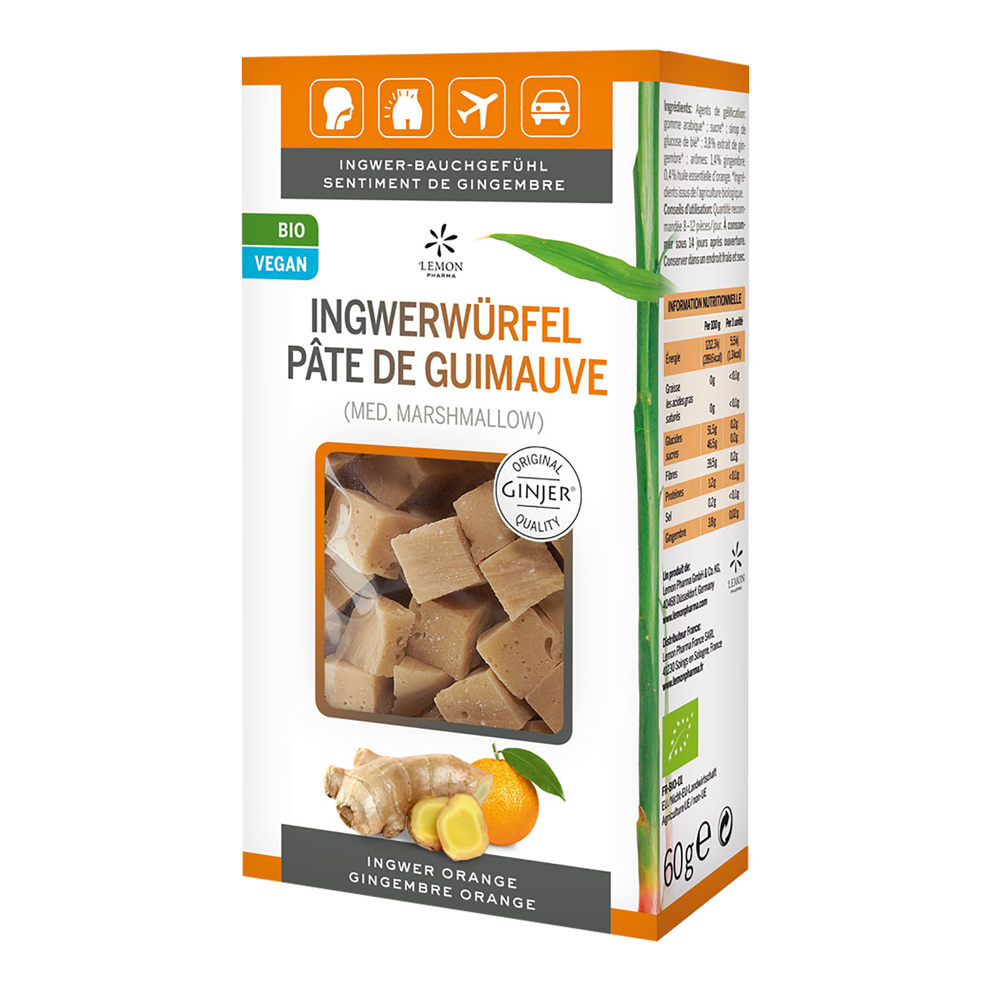 Ingwer Ginjer Ingwerwürfel Orange